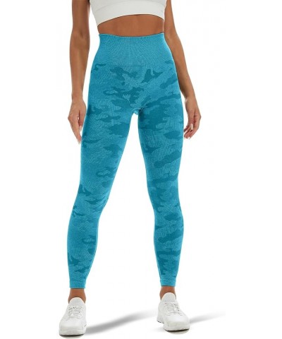 Women High Waist Workout Gym Butt Lift Seamless Leggings Yoga Pants Tights Camo Teal $13.80 Leggings