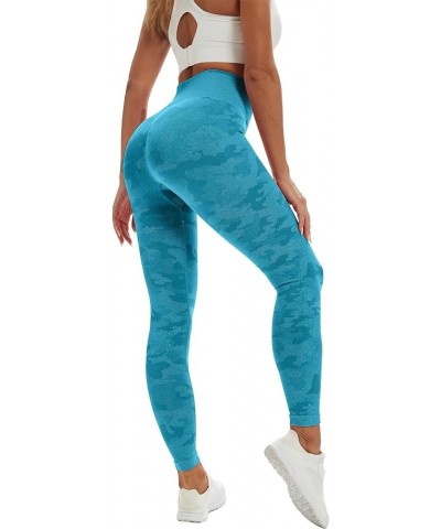 Women High Waist Workout Gym Butt Lift Seamless Leggings Yoga Pants Tights Camo Teal $13.80 Leggings