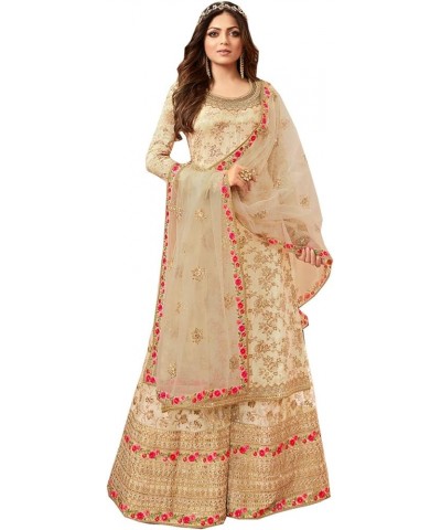 Pakistani Dresses for Women Palazzo Style Embroidered Salwar Kameez Suit Nitya 5401 Off-white $39.20 Dresses