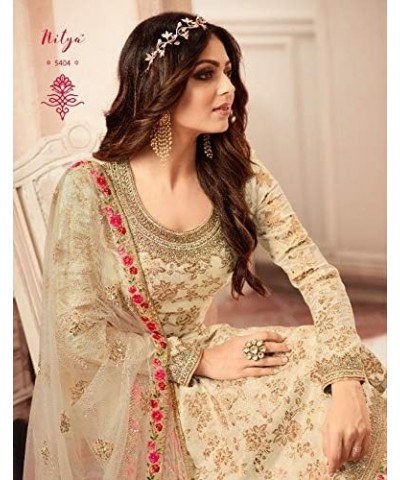 Pakistani Dresses for Women Palazzo Style Embroidered Salwar Kameez Suit Nitya 5401 Off-white $39.20 Dresses