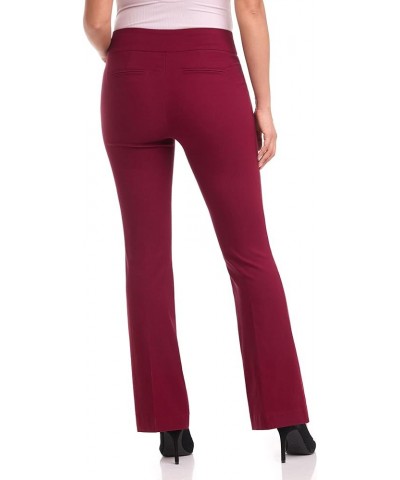 Women's Stretchy Flare Leg Pull-On Dress Pants with Pockets for Office Work Business, Regular 32L Burgundy $29.99 Suits