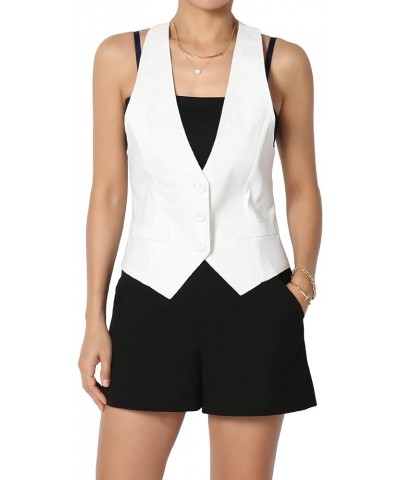 Dressy Casual Versatile Racerback Vest Uniform Tuxedo Suit Waistcoat White $16.79 Vests