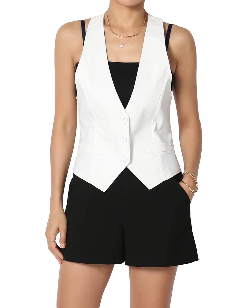 Dressy Casual Versatile Racerback Vest Uniform Tuxedo Suit Waistcoat White $16.79 Vests