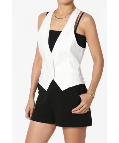 Dressy Casual Versatile Racerback Vest Uniform Tuxedo Suit Waistcoat White $16.79 Vests